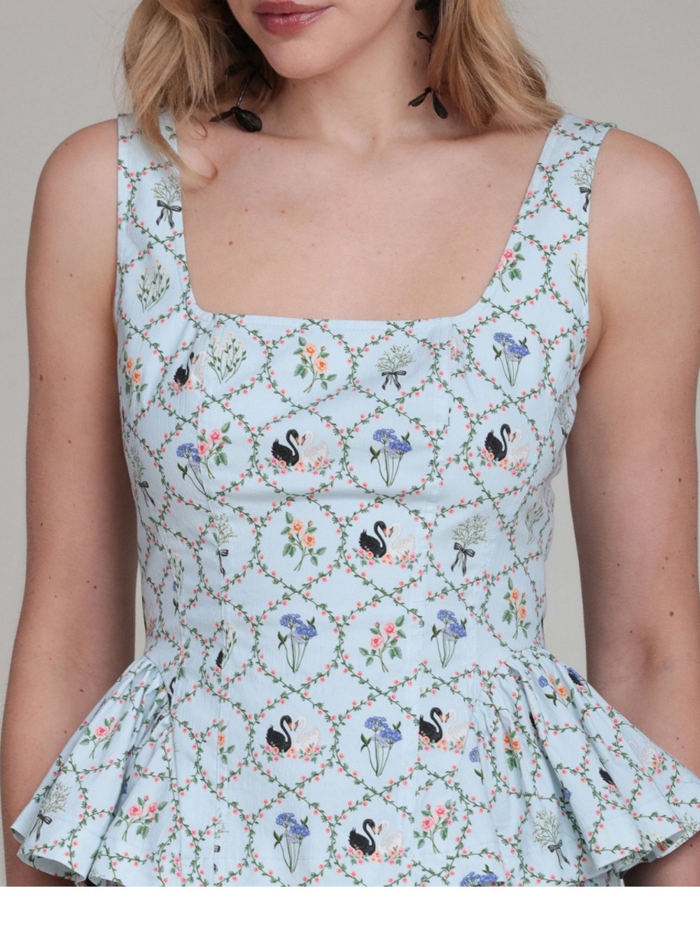 Avec les filles Square-Neck Peplum Top